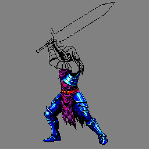 Process of drawing a warrior