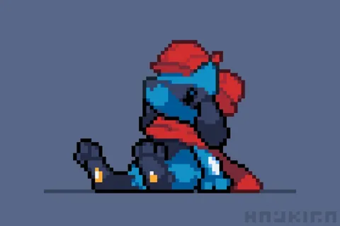 Made a friend's Riolu OC soft pixel art idle animation
