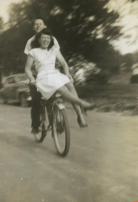 My grandfather and his mom, 1946
