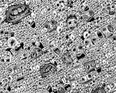 4 years ago I did this drawing called I still hear voices. It took me 230 hours &amp; has 1000s of faces