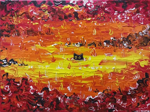 Cat Dip, Acrylics