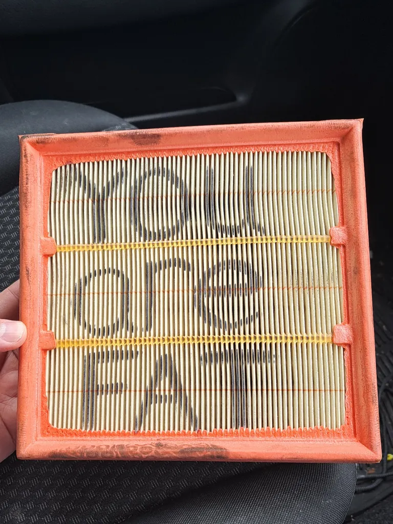 My fiance's air filter installed during her service last year at a Perrys dealership in the UK...