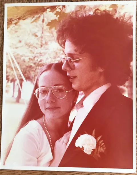 My folks in the 1970s and in 2025 (age 70) + bonus photo of my dad’s high school grad photo