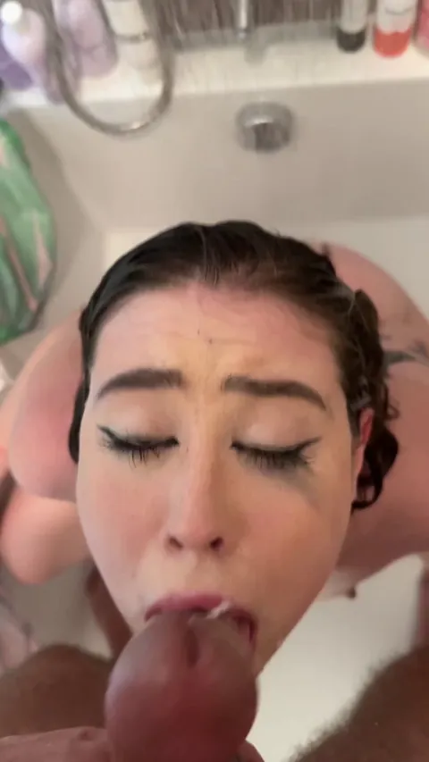 Shower blowjob