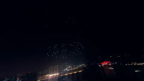 Liuyang, Hunan (China), sets a new Guinness World Record with 16,000 drones lighting up the sky