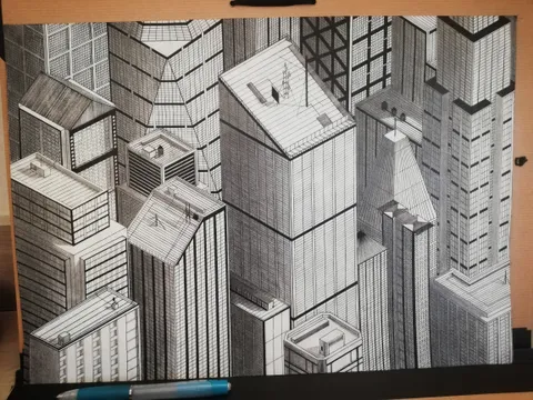 This is my first time drawing a city. I'm not an architect but I love architecture and I wanted to share this with you.