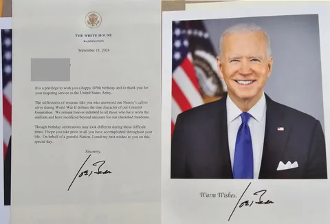 I requested a letter from the president for a dear lady's 105th birthday. Here it is.