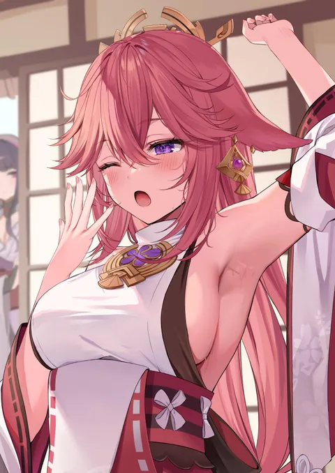 Yae waking up (By 緋月ひぐれ)