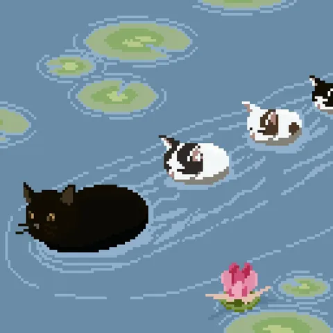 A loaf and her loaflings on the lake