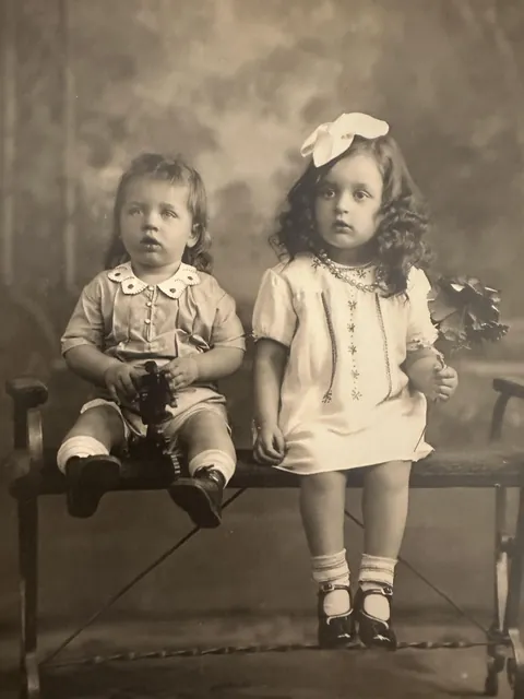1934, my dad (Frank) rocking a mullet and his sister (Olga)