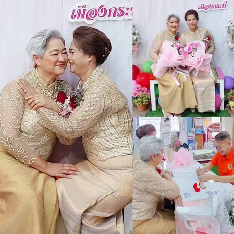 After more than 20 years together, Grandma Miaolan and Grandma Jaruk, who are both known for their rice porridge shop on the island of Krabi, just registered their marriage today