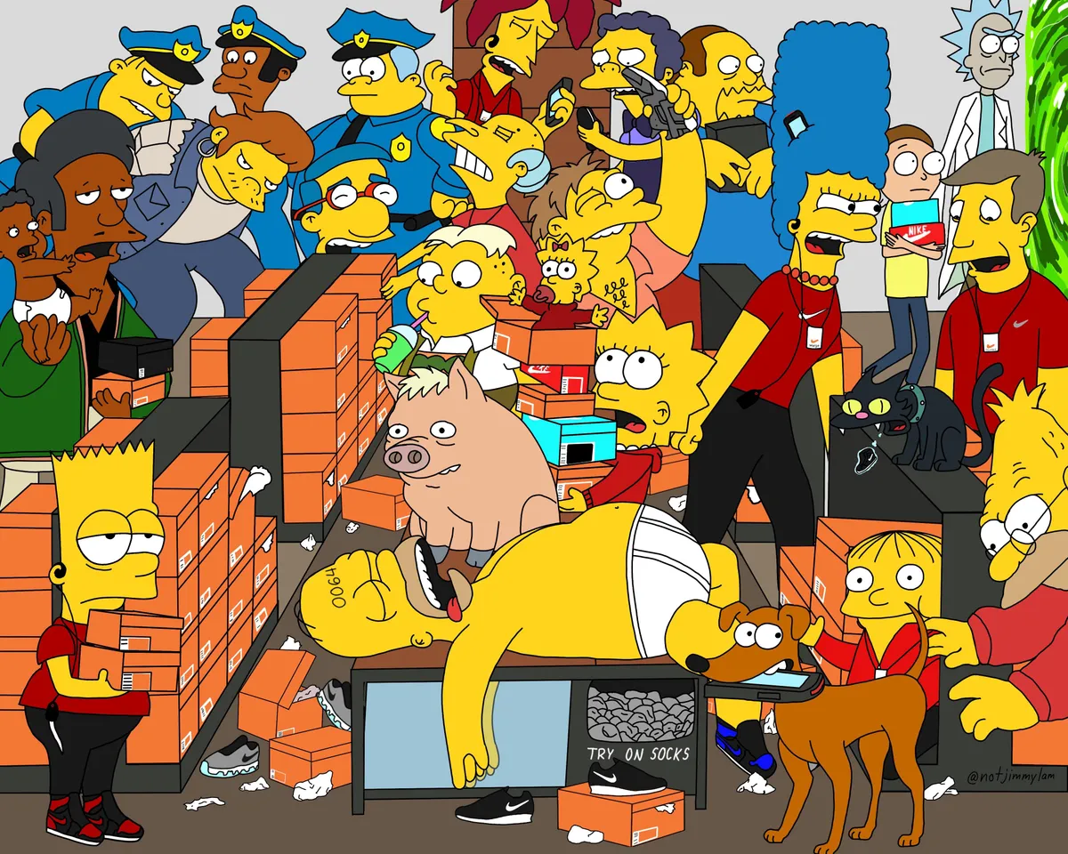 I work at a Nike Factory Store and drew this to show you what it was like during Black Friday and because I was bored.