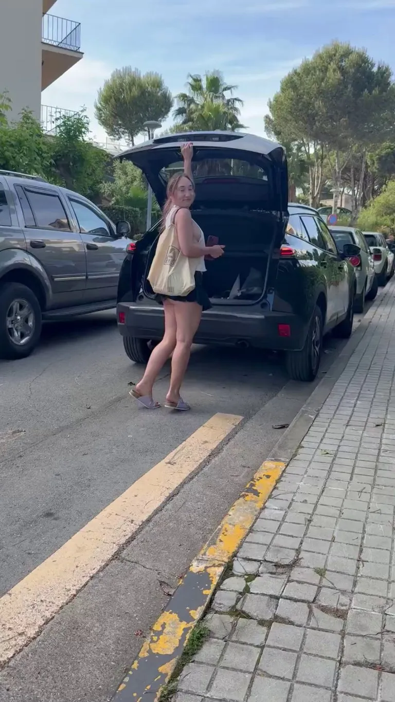 I flash the whole street while I reach into the trunk