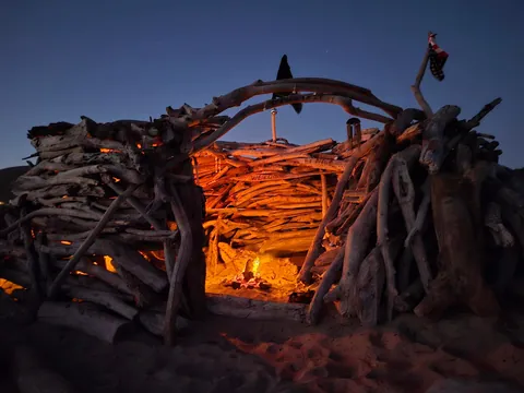The Crow's Nest, a drift wood fort built by me on a beach in Central California