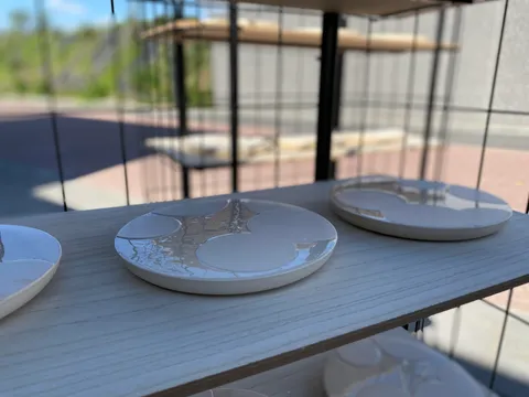 I make plates for michelin star restaurants, this plate resembles floating lotus leaves in moving water.