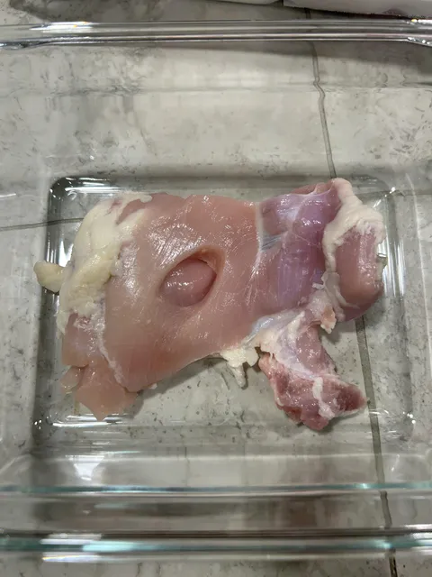 My chicken thigh had a mysterious hole in the middle of it.