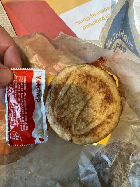 A McDonalds breakfast sandwich is now the same size as a ketchup packet