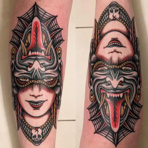 Flip-flop demon lady by Sean McMahon at Switchblade Tattoo in Sacramento, CA