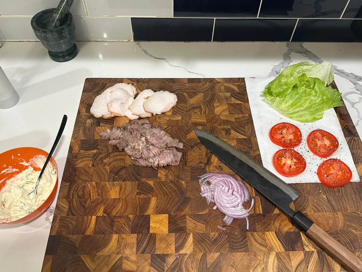 [homemade] steak and turkey sub