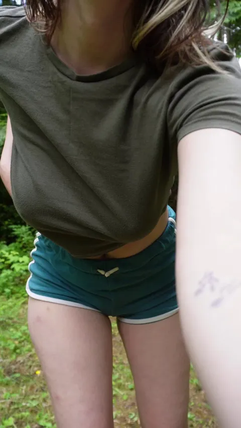 Titty drop in the forest