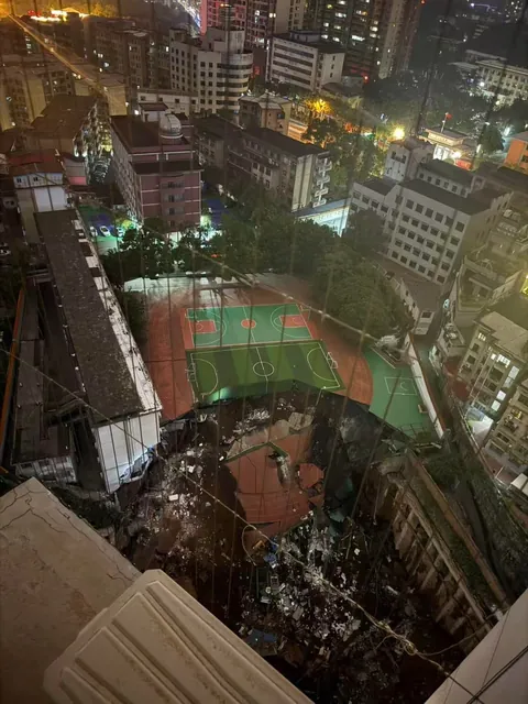 Sinkhole overnight on school playground