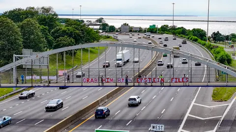 [OC] GRAB HIM BY THE EPSTEIN FILES - Burning River Brigade strikes again, Cleveland, Oh