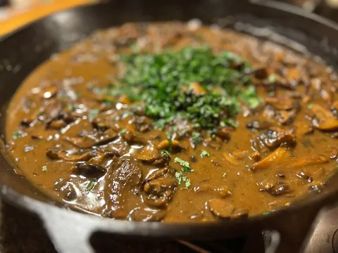 [homemade] baked mushroom Marsala tortiglioni