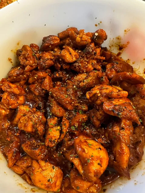 First time trying fried riceballs (and honey chicken) [homemade]