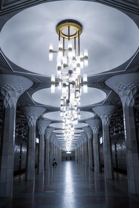 Soviet-era subway architecture in the Tashkent Metro, Uzbekistan