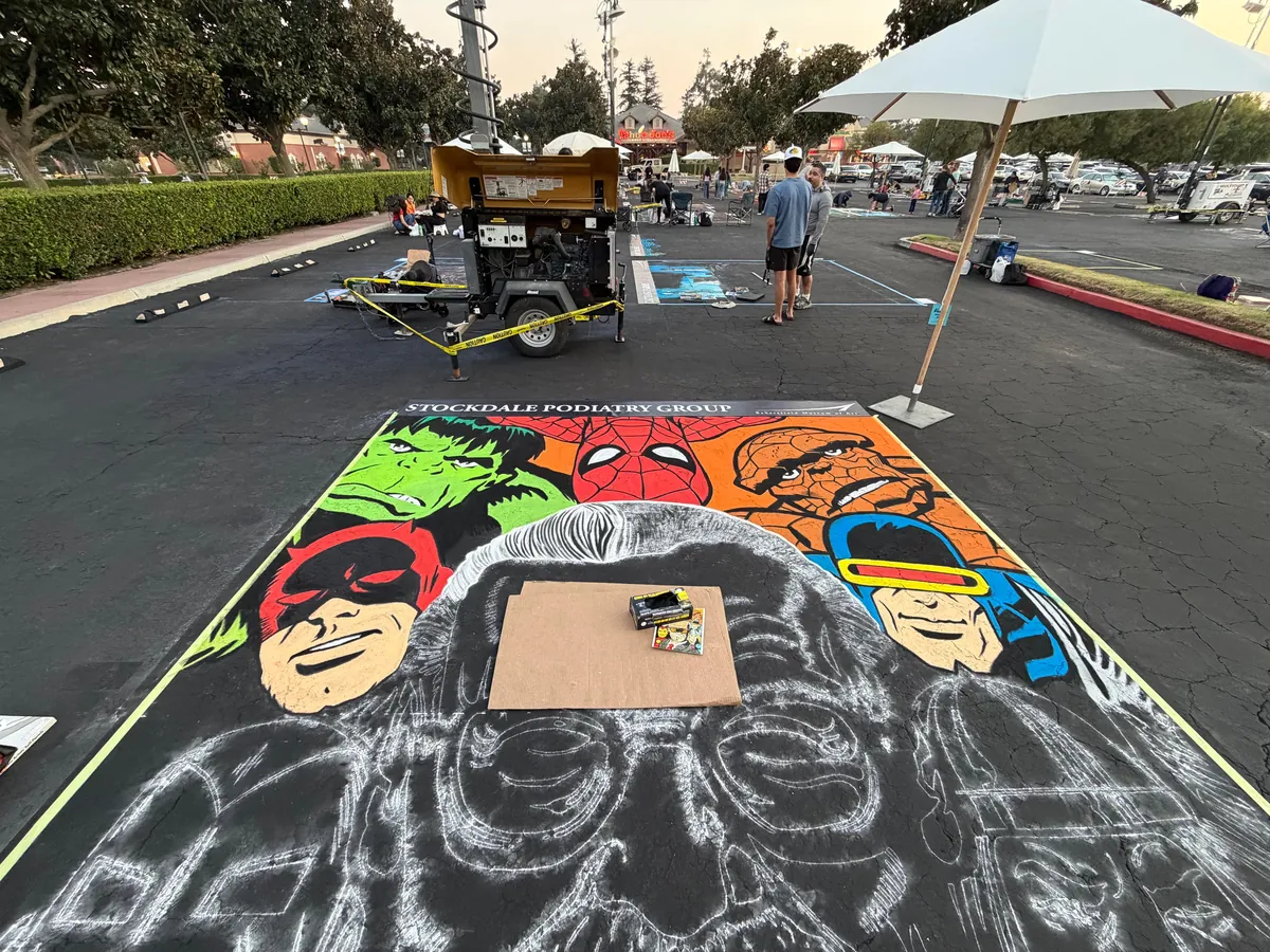 I spent 38 hours over the last 4 days completing this chalk art piece for a local festival.