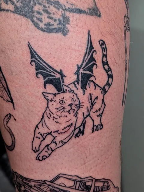 Winged cat done by me (ig @patrizio_ttt) at Studio Amorph, Vienna, Austria.