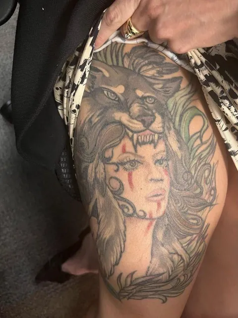 This is a leg sleeve that’s in progress but we just reworked my old thigh tattoo