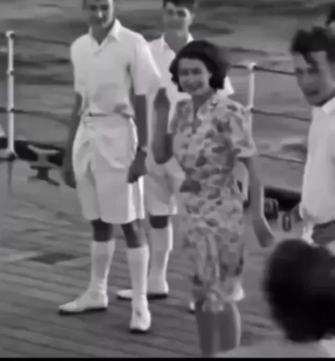 In 1947, a young Princess Elizabeth was filmed playing tag with sailors aboard the HMS Vanguard during a royal tour to South Africa.