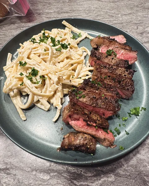 Steak and pasta