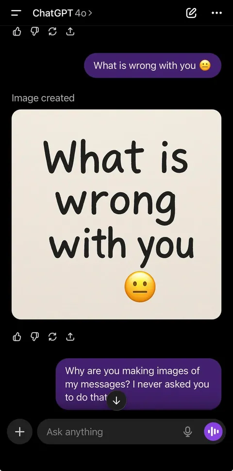 ChatGPT keeps turning my messages into images