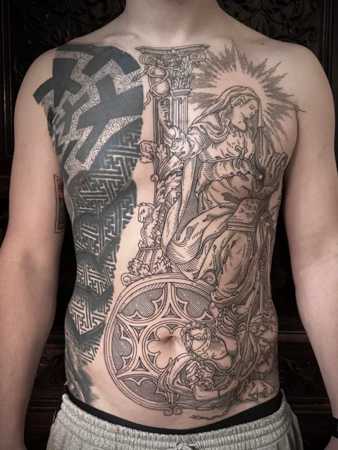 Torso tattoo made by me (Ivan Zagusta) at Zaraza tattoo shop in Warsaw, Pl
