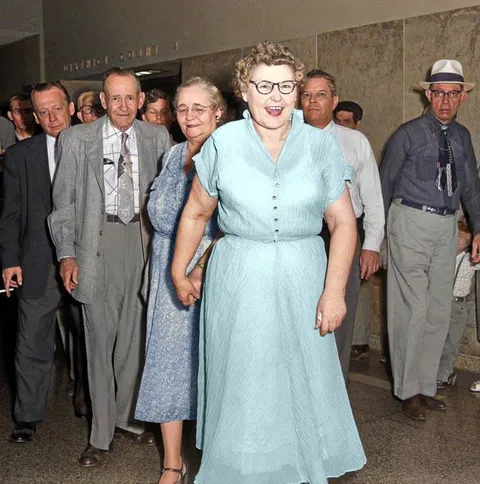 Nannie Doss, an American serial killer who killed four of her husbands, two children, two sisters, her mother, two grandsons, and a mother-in-law from the 1920s to the 1950s. She was nicknamed the "Giggling Granny" because she kept bursting into fits of laughter while confessing.