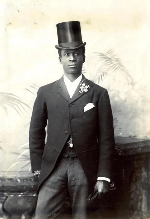 Glass negative J Celestine Edwards, Posing for his portrait in London. Son of west african slaves, studied Theology and medicine and published anti racism books. (1894)