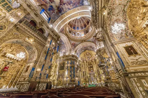 Basilica of San Juan de Dios in Granada, Spain. Finished in 1759. Insane Baroque splendor.