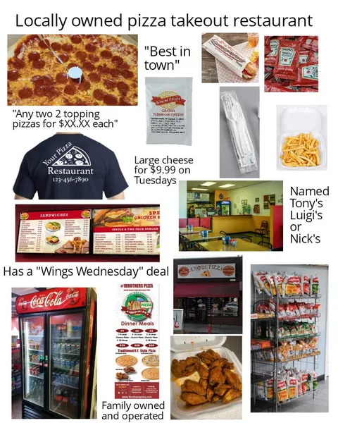 Locally owned pizza takeout restaurant starterpack
