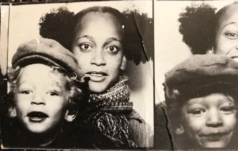 My son and I in the early 90s. We couldn‘t afford a camera, so we periodically went into a photobooth.