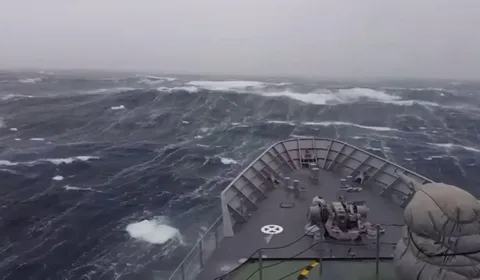 Military ship hit by massive wave near Antarctica
