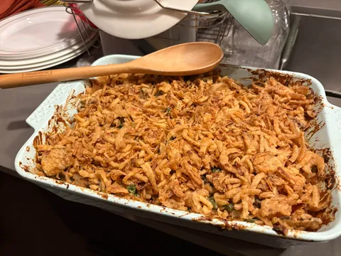 Nervous to share, but cooked [homemade] Friendsgiving spread for my pals - turkey, gravy, taters, sprouts, gb casserole, Mac, rolls, carrots