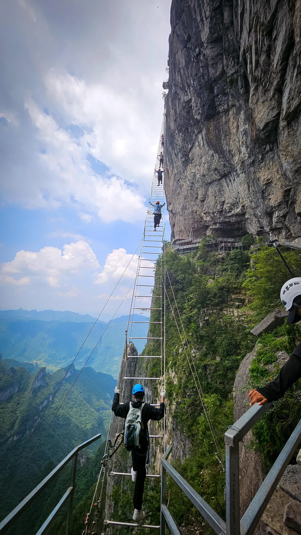 1480 meters big wall Via Ferrata and 168 meters sky ladder climbing challenge in Qixing moutain, Zhangjiajie, China during a solo travel
