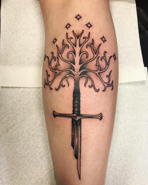 White Tree of Gondor/Shard of Narsil, by Chance Gomez from Collective Tattoo Parlor in Las Vegas, NV.