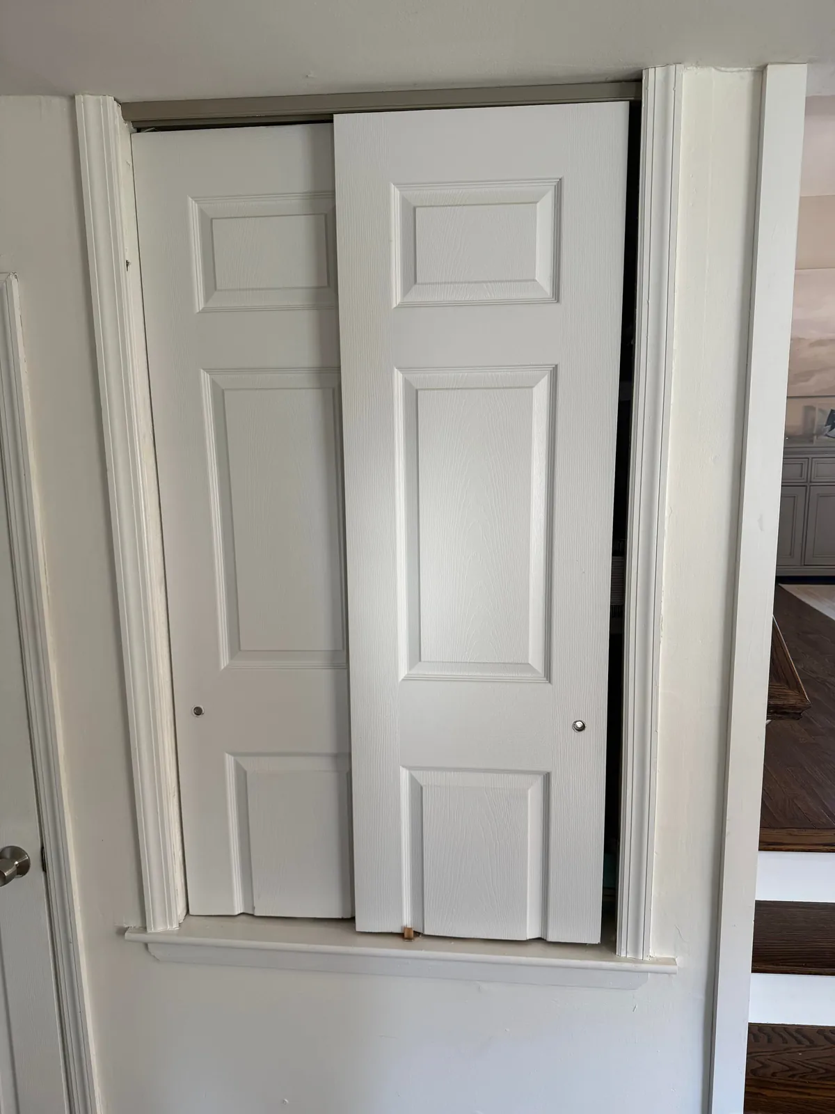 Replaced weird closet doors that came with my house with some DIY rattan doors on partial overlay hinges