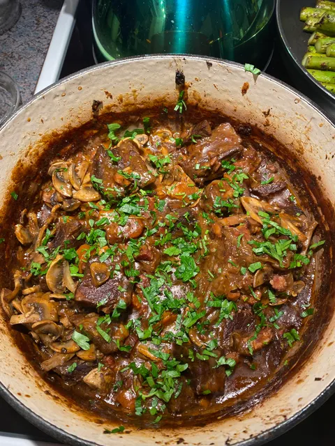 Beef Bourguignon for my husband who’s delivered packages all Saturday during ice rain