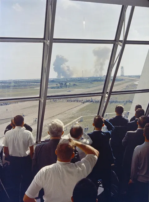 Apollo 11 liftoff view from Launch Control Center, July 16, 1969 - NASA photo