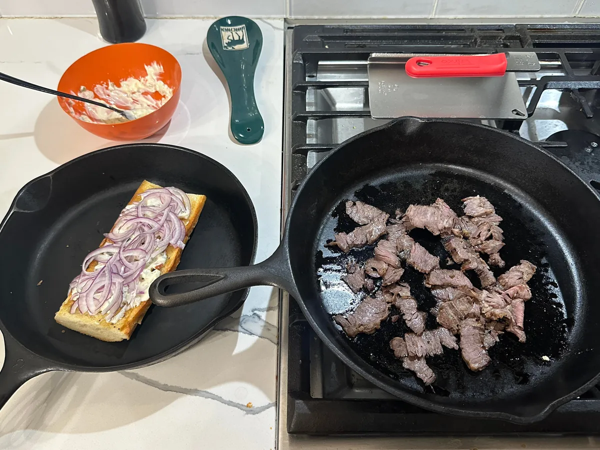 [homemade] steak and turkey sub