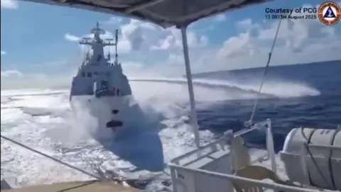 The Chinese Coast Guard crashes into The Chinese Navy while trying to ram a Filipino cruiser in the South China Sea